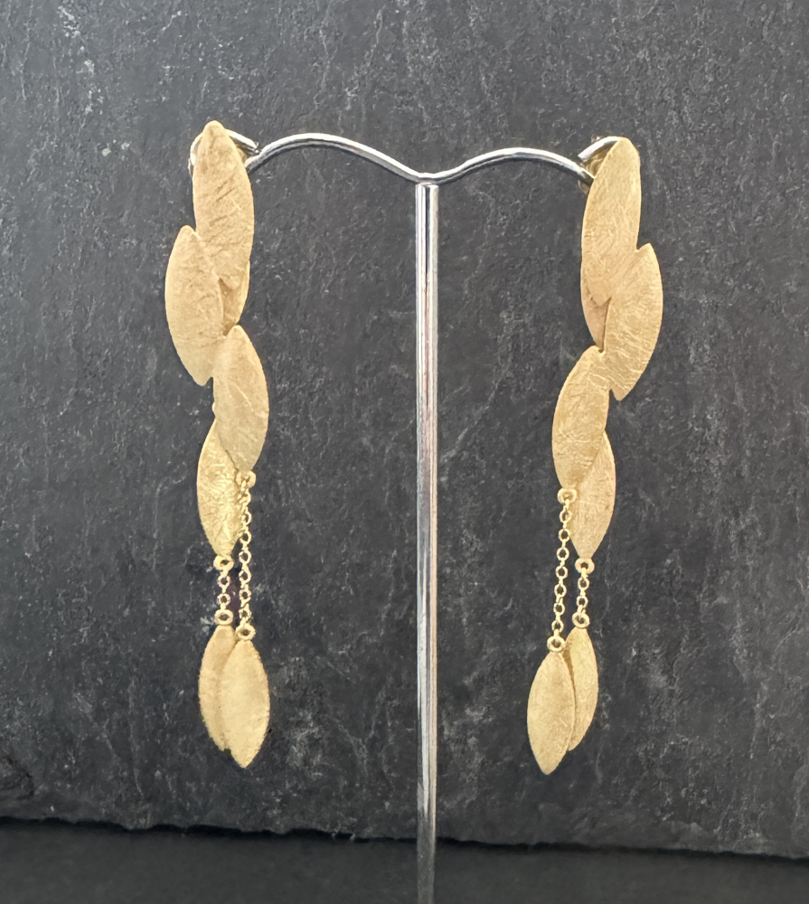 Ohrstecker 925 Silber vergoldet mit Plättchen in Navettform